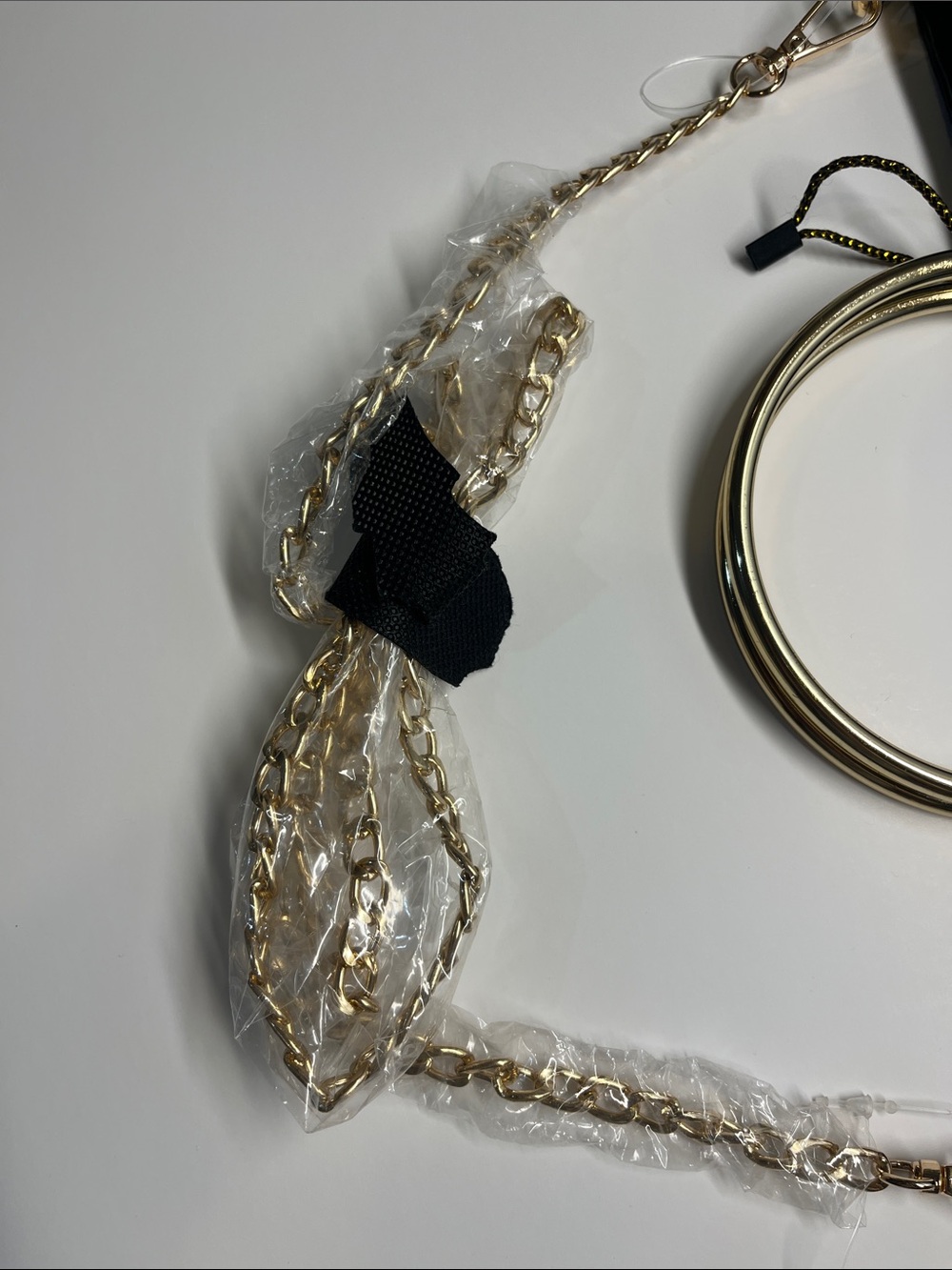 Imoshion Black Croc-Embossed Clutch with Gold Ring Handle - Picture 6 of 10